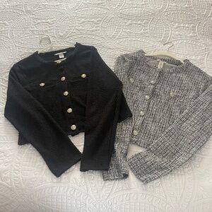 2 CROPPED OPEN FRONT CHANEL STYLE TOPS